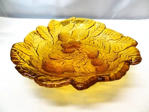 Vintage 7" Amber Indiana Carnival Glass Loganberry Bon Bon Candy Serving Dish - Picture 1 of 5