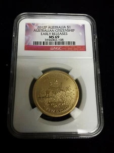 2012 P Australia $1 Australian Citizenship Dollar Coin Early Releases NGC MS69 - Picture 1 of 2