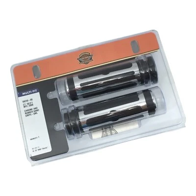 New Harley OEM Chrome and Rubber Hand Grips Pair 56246-08 Multi Fit Motorcycle - Image 1 of 4