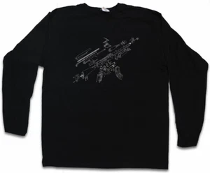 AK47 BLUEPRINT LANGARM T-SHIRT AK 47 74 Gun MG Machine Automatic Rifle War - Picture 1 of 1