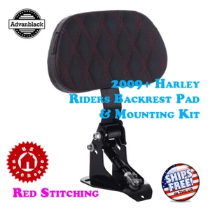 US Stock Adjustable Riders Red Stitching Backrest mounting kit for Harley 09+ - Picture 1 of 7