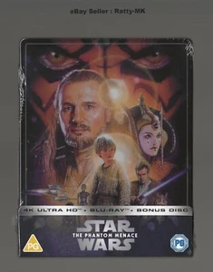STAR WARS THE PHANTOM MENACE (UK) 4K + BLU RAY STEELBOOK NEW (READ DESCRIPTION) - Picture 1 of 10