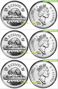 LOTE DE MONEDAS DE 5 CENTAVOS CANADÁ 2002 REINA CASTOR NÍQUEL CANADIENSE RARO SIN FECHA DE RETROCESO - Imagen 1 de 2