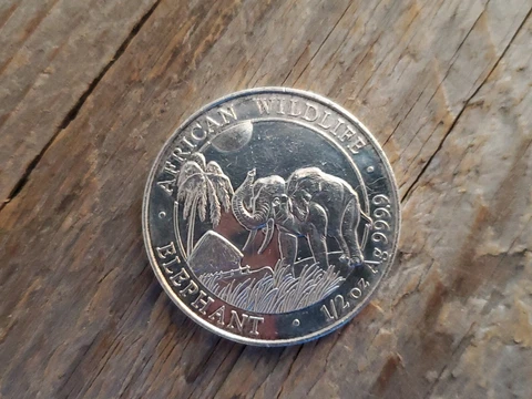 2017 Somalia 50 Shillings 1/2 Oz .999 Silver Round - Elephant Fractional .5 Cover