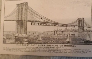 Anuncio de medicina charlatán Lydia E. Pinkhams de colección de East River Bridge Nueva York - Imagen 1 de 3