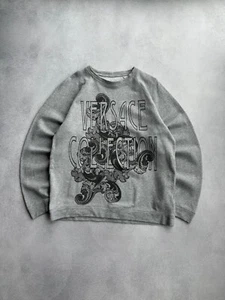 Gianni Versace Big Logo Versace Collection Grey Mens Sweatshirt Sz L - Picture 1 of 11