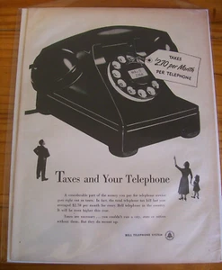 Original 1952 Bell Telephone Magazine Ad "Taxes and Your Telephone" - Picture 1 of 1