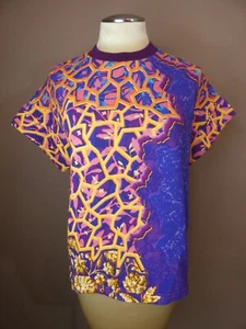 Peter Pilotto Women's US 2 Purple Abstract Digital Print T-Shirt Top 100% Cotton - Picture 1 of 9