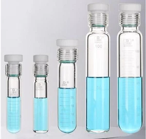 Lab glassware heavy wall pressure resistant vessel bottle tube thread sealand - Imagen 1 de 18