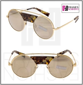 ALAIN MIKLI Paris A04002N Metal Round Gold Yellow Mirrored Sunglasses Unisex - Picture 1 of 8