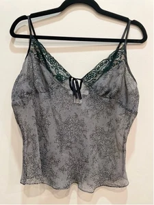 Vintage Y2K Babydoll Camisole Slip Top Lace Sheer L Dark Romantic Whimsigoth Bow - Picture 1 of 7