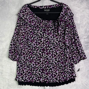 Style & Co lila Punkte Wasserfallausschnitt vorne zum Binden 3/4 Ärmel Top Gr. 3X Whimsigoth neu - Bild 1 von 9