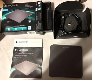 Logitech Wireless Rechargeable Touchpad T650 With Box & Guide - Picture 1 of 14