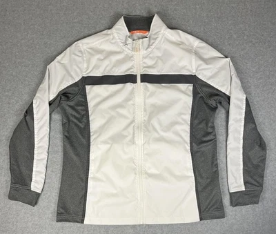 Chaqueta CBUK Cutter & Buck Para Hombres XL Blanca Gris Cremallera Completa Golf Atlética Ligera Foto 1 de 4