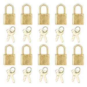 10 Pezzi Mini Lucchetti Diario Carino Oro Piccoli Lucchetti Bagagli con Chiavi per Gioielli... - Foto 1 di 7