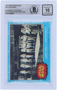 Tarjeta autenticada de 10 Topps Star Wars 1977 firmada por Chris Bunn Star Wars #62 BGS - Imagen 1 de 1