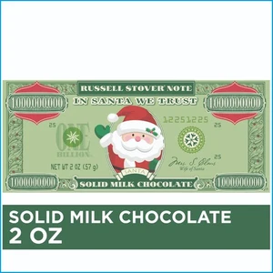 Russell Stover Santa Money Bar 2oz Solid Milk Chocolate Xmas Candy Gift - Picture 1 of 16