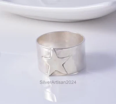 Handmade Sterling Silver Star Ring - Boho Band  All Size - Image 1 of 4