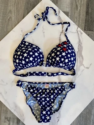 Conjunto de bikini push up halter patriótico VENUS Stars de colección para mujer traje de baño talla 6 Foto 1 de 4