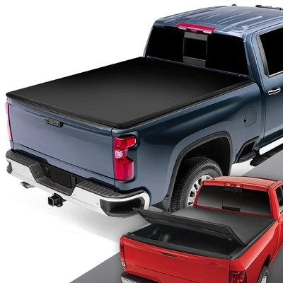 Cubierta Tonneau suave triple plegable para Silverado Sierra 1500 2500 2014-2019 plataforma de 6,5 pies Foto 1 de 4