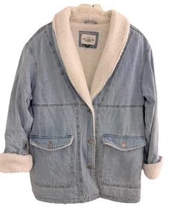Ashley Vintage Charm Women’s XL Sherpa Lined Chore Coat  Mid Denim Jean Jacket - Picture 1 of 5