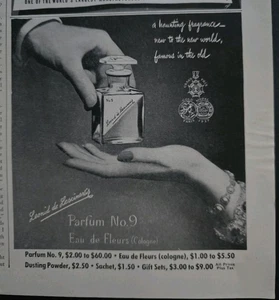 1947 Leonid de Lescinski Parfum Perfume No. 9 bottle  vintage ad - Picture 1 of 1