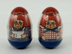 Vintage 1977 Weeble Woobles 2” Set Of 2 Raggedy Ann & Andy Toys Bobbs-Merrill Co - Picture 1 of 12