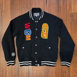 Bape Shark Sweat Varsity Jacket Blacket Men's Small MSRP $528 Gently Used - Picture 1 of 9