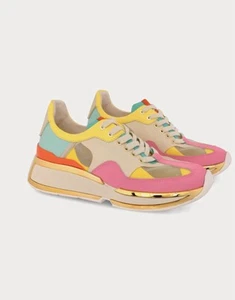 KAT MACONIE Marianne-Lemonade Color-Block Wedge Heel Leather Sneaker Shoes $231 - Picture 1 of 14