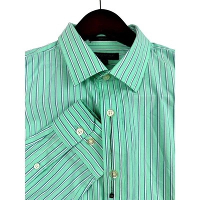 Banana Republic Para Hombres Calce Ajustado Tecnología Elástico Algodón Rayas Manga Larga Botón Dow Foto 1 de 4