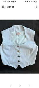 Vivienne Westwood Iconic Vintage 90s Pale Blue Vest Top Orb Buttons Size 8-10 - Picture 1 of 11