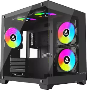 Prism-Bk Prism Micro-ATX Gaming PC Cube Gehäuse mit 5x 120mm ARGB Lüfter, 366 RGB Modus - Bild 1 von 7