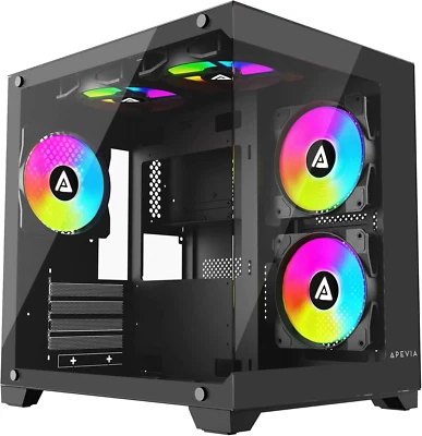 Prism-Bk Prism Micro-ATX Gaming PC Cube Gehäuse mit 5x 120mm ARGB Lüfter, 366 RGB Modus - Bild 1 von 4