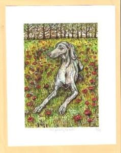 Weimaraner Weim Signed Art Print UK Artist Elle Wilson And patiently she waits - Picture 1 of 1