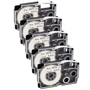5PK for Casio XR-9WE EZ Label Tape Cartridge KL-8200 White 3/8 in for Home Use - Picture 1 of 11