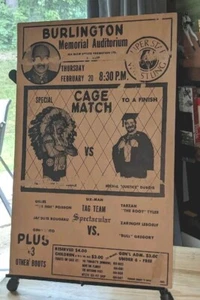 Póster Superstar Wrestling Burlington VT años 70 Johnny War Eagle Gino Brito - Imagen 1 de 9