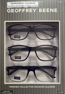 Geoffrey Beene 3 PACK PREMIER Mens Reading Glasses Black Dark Brown +2.00 F1 - Picture 1 of 4
