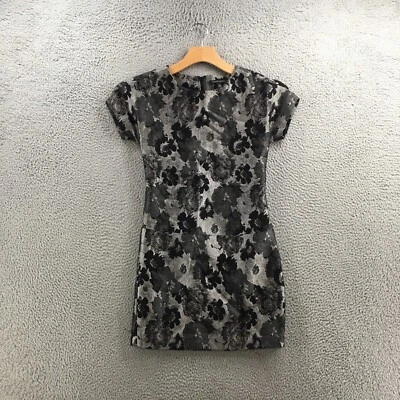 Mini Vestido Corto Banana Republic Para Mujer 0 Negro Mezcla Lana Floral Manga Corta Foto 1 de 4