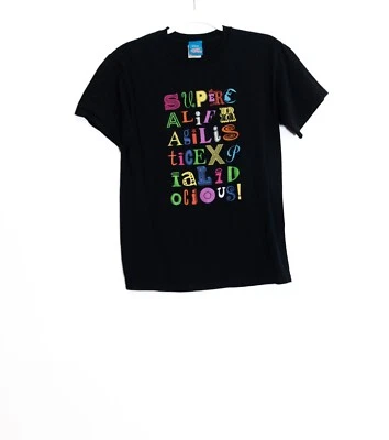 Disney Size S Mary Poppins Supercalifragilisticexpialidocious Black T-Shirt - Image 1 of 4