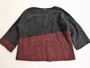 EILEEN FISHER Damen italienischer Cropped-Pullover Mohair Wolle schwarz rot Muster Small - Bild 1 von 7