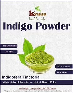 400 g (4 * 100 g) Kvaas Natural Indigo Powder for Hair & Beard - Kvaas - Picture 1 of 4