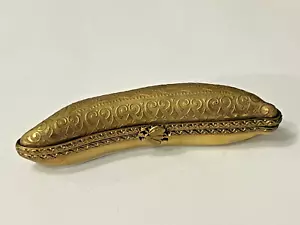 Limoges France Trinket Box - "Incrustation on fin" Gold Bean Pea Pod - Numbered - Picture 1 of 9