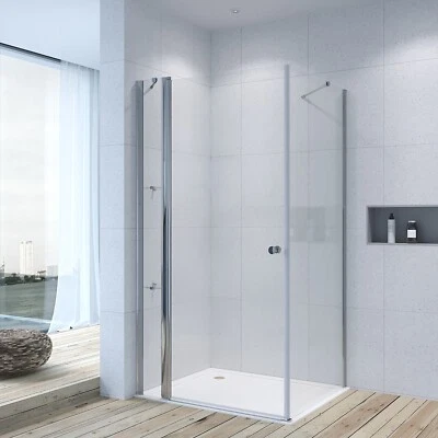 AQUABATOS Duschkabine Eckeinstieg Drehtür Eckdusche 6mm Nano Glas Schwingtür mit Eckregale