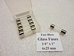 1/4 Amp, Fusibili in Vetro Soffiato Rapido, 6 x 25mm 1/4" x 1" 250 Volt, Spedizione Rapida USA! - Foto 1 di 2