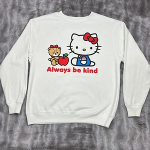 Hello Kitty Sweatshirt Womens Large White Cartoon Always Be Kind - Picture 1 of 10