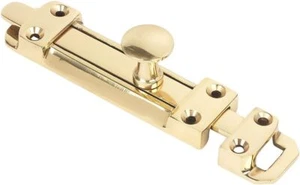 Sliding Surface Door Tower Bolt 150mm x 32mm (6 x 1. 1/4 Inch) Polished Brass - Picture 1 of 4