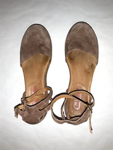 Gee WaWa Anthropologie Womens Suede Ankle Strap Suede Sandals Brown Size 8 - Picture 1 of 5