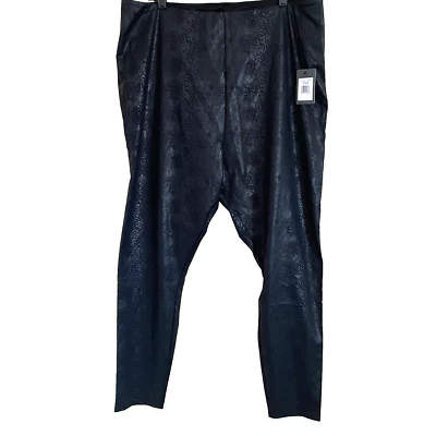 Leggings Lysse 3X Negro Estampado Piel de Serpiente Elastizados Imitación Cuero Nuevos con Etiquetas Foto 1 de 4