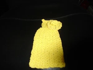 VINTAGE HANDMADE CROCHETED YELLOW BARBIE DOLL LONG DRESS WITH HAT - Picture 1 of 1