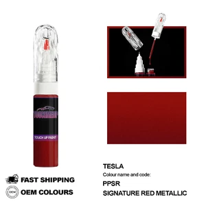 FOR TESLA SIGNATURE RED MET PPSR Touch Up Paint Pen Brush Fix Kit Scratch Chip - Picture 1 of 8